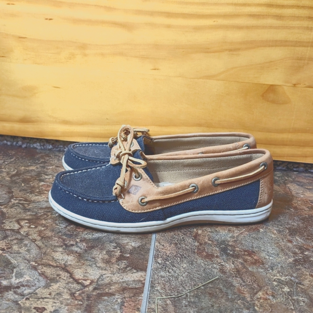 Sperry topsider blue canvas and leather